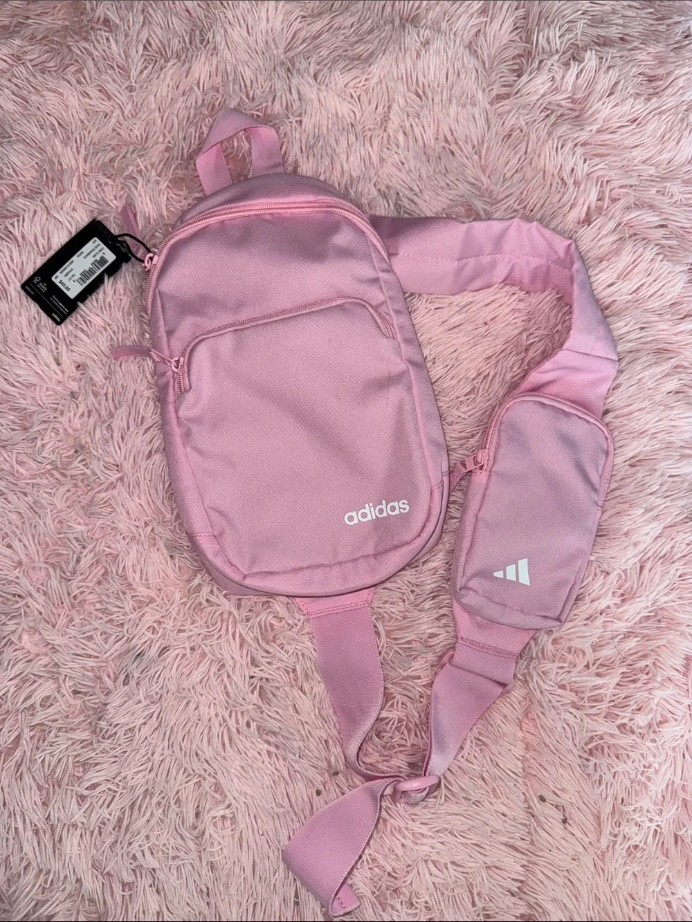 NWT adidas Pink Sling Pack with Front Zip Pocket